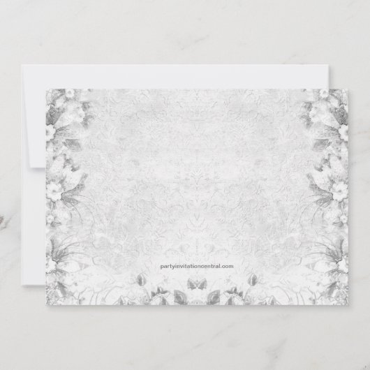 愛らしいヴィンテージ紫と灰色の赤ちゃんシャワー 招待状 (裏面)