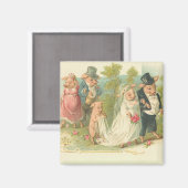 愛らしいヴィンテージ豚の花嫁と花婿 マグネット (正面/裏面)