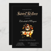 愛らしいヴェネツィアンマスクブラックスウィート16招待状 招待状 (正面/裏面)