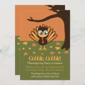 愛らしい七面鳥感謝祭招待状 招待状 (正面/裏面)