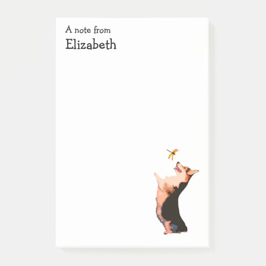 愛らしい三色のウェルシュコーギー ポストイット (正面)