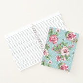 愛らしい上品なヴィンテージバラガーデン花ブルー ノートブック (内部)