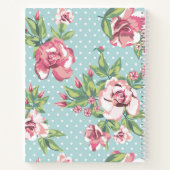 愛らしい上品なヴィンテージバラガーデン花ブルー ノートブック (裏面)