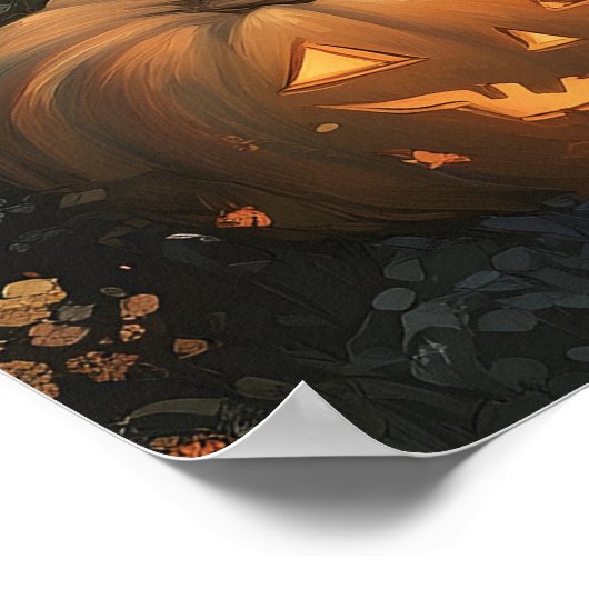 愛らしい不気味ハウスアンドハロウィーンパンプキンパッチ ポスター (角)