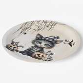 愛らしい不気味ハロウィーンの子猫 ペーパープレート (アングル)