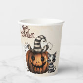愛らしい不気味ハロウィーンの子猫 紙コップ (正面)