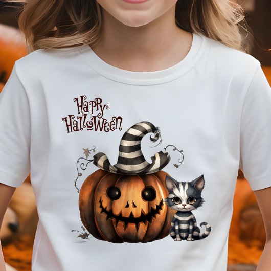 愛らしい不気味ハロウィーンキットンパンプキン Tシャツ