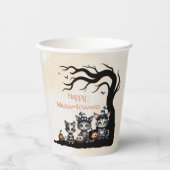 愛らしい不気味ハロウィーングール幽霊子猫 紙コップ (正面)