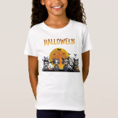 愛らしい不気味ムーンハロウィーン幽霊子猫 Tシャツ (正面)