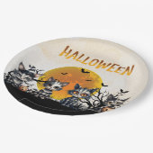 愛らしい不気味幽霊キッチンムーンハローウィンパーティ ペーパープレート (アングル)