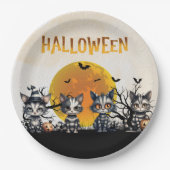 愛らしい不気味幽霊キッチンムーンハローウィンパーティ ペーパープレート (正面)