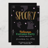 愛らしい不気味幽霊ブラックハロウィーン 招待状 (正面/裏面)