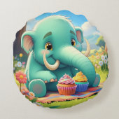 愛らしい両面ベビーマンモスデザイン ラウンドクッション (裏面)