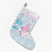 愛らしい丸々としたホッキョクグマ、雪片 スモールクリスマスストッキング (正面 (吊り時))