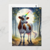 愛らしい乳牛ユニコーン ポストカード (正面/裏面)
