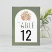 愛らしい乾結婚花のテーブル番号カード (スタンド正面)