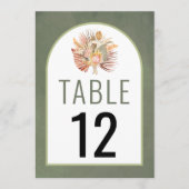 愛らしい乾結婚花のテーブル番号カード (正面)
