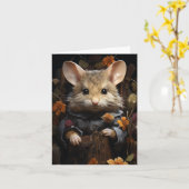 愛らしい人間の服を着たマウスすべてのオカサス カード (黄色い花)