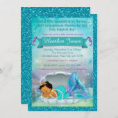 愛らしい人魚のベビーシャワー招待状#136 MED 招待状 (正面/裏面)