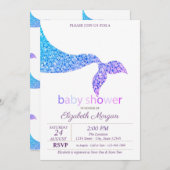 愛らしい人魚の尾のベビーシャワー 招待状 (正面/裏面)
