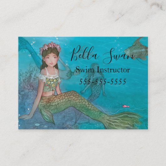 愛らしい人魚の水泳インストラクター 名刺 (正面)