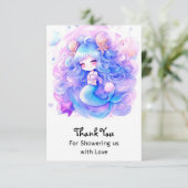 愛らしい人魚ベビーシャワー魔法 サンキューカード (スタンド正面)