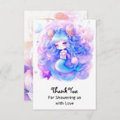 愛らしい人魚ベビーシャワー魔法 サンキューカード (正面/裏面)