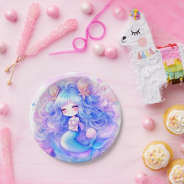 愛らしい人魚ベビーシャワー魔法 ペーパープレート