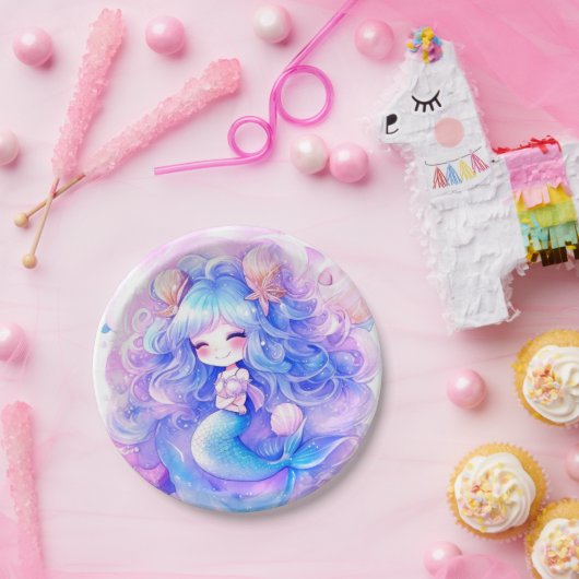 愛らしい人魚ベビーシャワー魔法 ペーパープレート (パーティー)