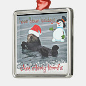 愛らしい休日のラッコのオーナメント メタルオーナメント (左)