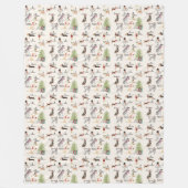 愛らしい休日の装いのクリスマスの12匹の犬は暖まります フリースブランケット (正面)