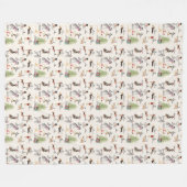 愛らしい休日の装いのクリスマスの12匹の犬は暖まります フリースブランケット (正面(横))