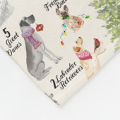 愛らしい休日の装いのクリスマスの12匹の犬は暖まります フリースブランケット (角)