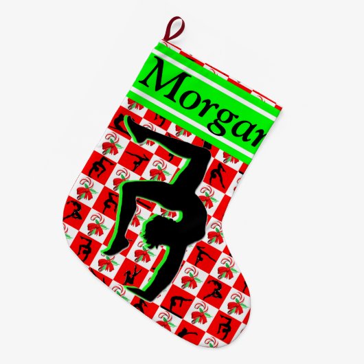 愛らしい体パーソナライズされた操クリスマスストッキング ラージクリスマスストッキング (正面 (吊り時))