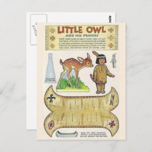 愛らしい先住民のアメリカのインド美術のレプリカ ポストカード (正面/裏面)