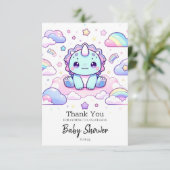 愛らしい先史時代の恐竜の赤ちゃんシャワー サンキューカード (スタンド正面)