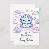 愛らしい先史時代の恐竜の赤ちゃんシャワー サンキューカード (正面/裏面)