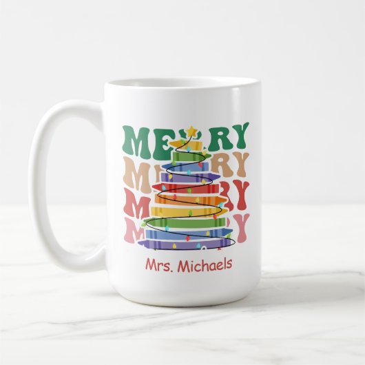 愛らしい先生カスタマイズクリスマス コーヒーマグカップ (左)