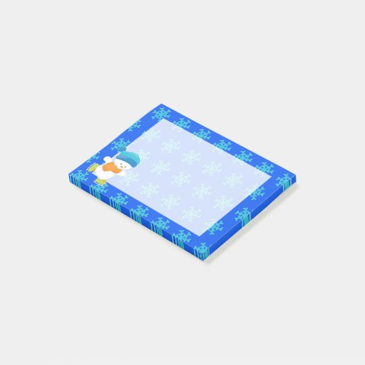 愛らしい冬のテーマ雪ベビー雪だるま ポストイット (アングル)