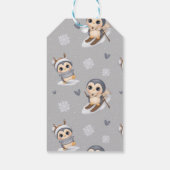 愛らしい冬のペンギンのプレゼントラベル ギフトタグ (裏面)