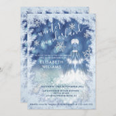 愛らしい冬のワンダーランドグリッターグラデーションスウィート16 招待状 (正面/裏面)