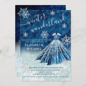 愛らしい冬のワンダーランドグリッターグラデーションスウィート16 招待状 (正面/裏面)