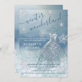 愛らしい冬のワンダーランドグリッターグラデーションスウィート16 招待状 (正面/裏面)