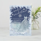 愛らしい冬のワンダーランドグリッターグラデーションスウィート16 招待状 (スタンド正面)