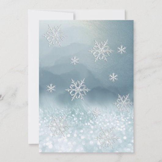 愛らしい冬のワンダーランドグリッターブルー甘い16 招待状 (裏面)