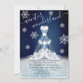 愛らしい冬のワンダーランドドレス甘い16 招待状 (正面)