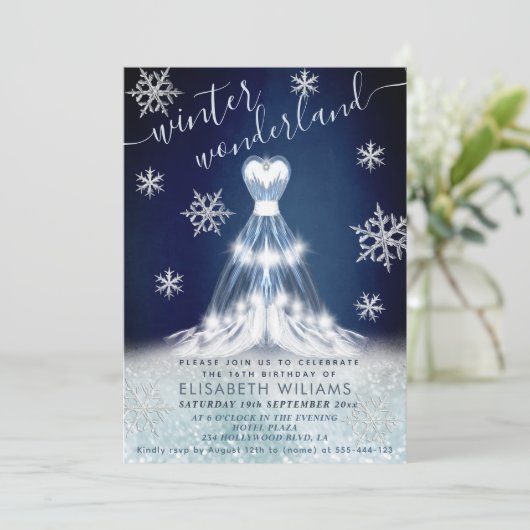 愛らしい冬のワンダーランドドレス甘い16 招待状 (スタンド正面)
