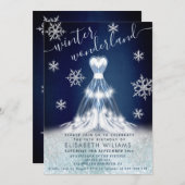 愛らしい冬のワンダーランドドレス甘い16 招待状 (正面/裏面)