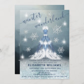 愛らしい冬のワンダーランドプリンセスドレス甘い16 招待状 (正面/裏面)