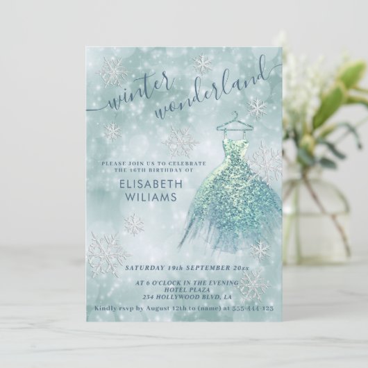愛らしい冬のワンダーランド《写真》ぼけ味スウィート16 招待状 (スタンド正面)